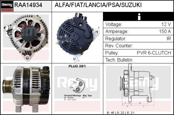 DELCO REMY Ģenerators RAA14934